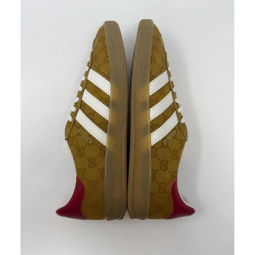 Gucci X Adidas Gazelle Sneaker GG Monogram Beige Size 10.5 US